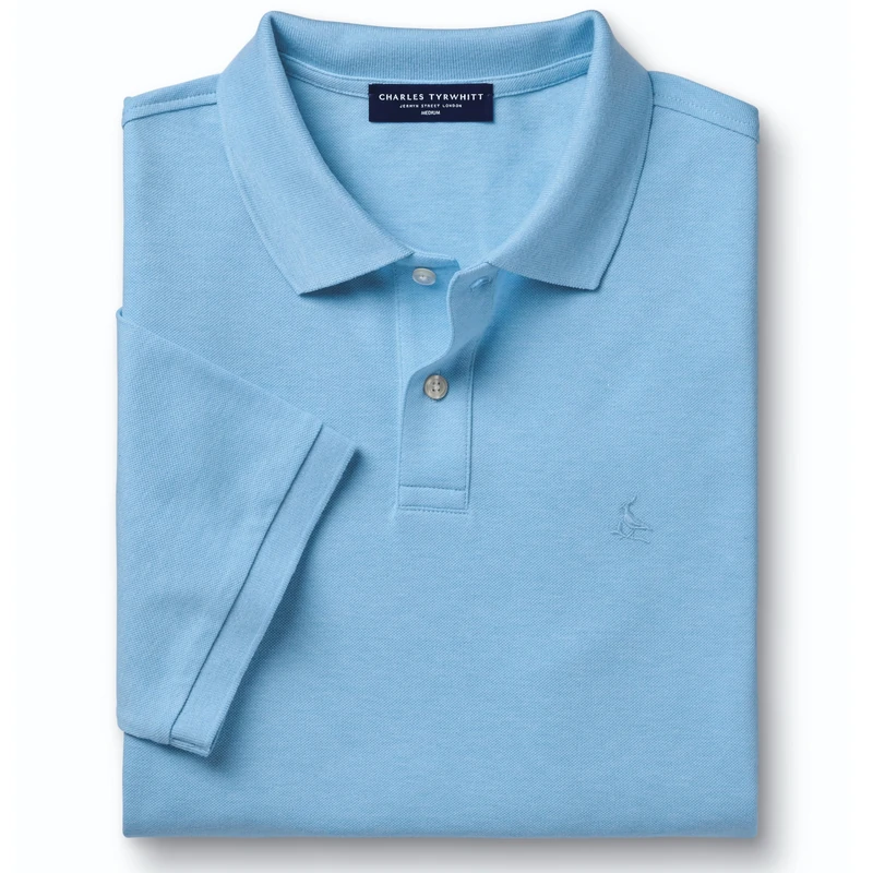 Charles Tyrwhitt Polo Shirts for Men - Smart Jersey Cotton Polo with Concealed Button-Down Collar - Breathable & Stylish T Shirt for Men UK - Classic & Modern Men's Polo-Shirts Short Sleeve