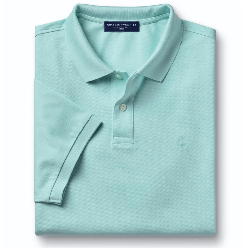 Charles Tyrwhitt Polo Shirts for Men - Smart Jersey Cotton Polo with Concealed Button-Down Collar - Breathable & Stylish T Shirt for Men UK - Classic & Modern Men's Polo-Shirts Short Sleeve