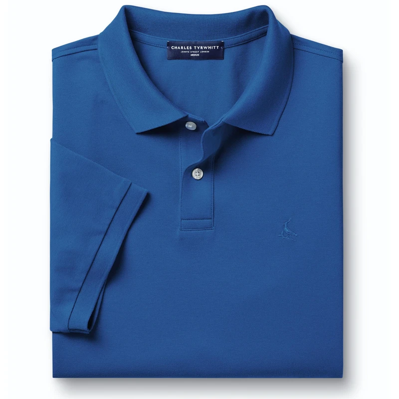Charles Tyrwhitt Polo Shirts for Men - Smart Jersey Cotton Polo with Concealed Button-Down Collar - Breathable & Stylish T Shirt for Men UK - Classic & Modern Men's Polo-Shirts Short Sleeve