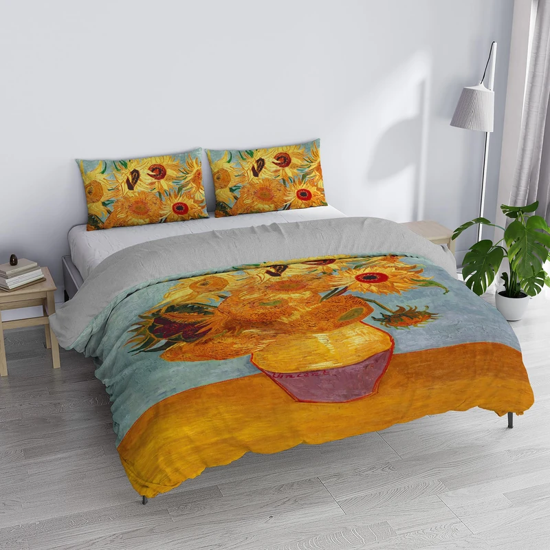 SD49 Double Duvet Cover Set, 100% Cotton, Made in Italy, 250 x 200 cm with Double Flap 50 cm + 2 Pillowcases 50 x 80 cm with Internal Flap, Digital Print