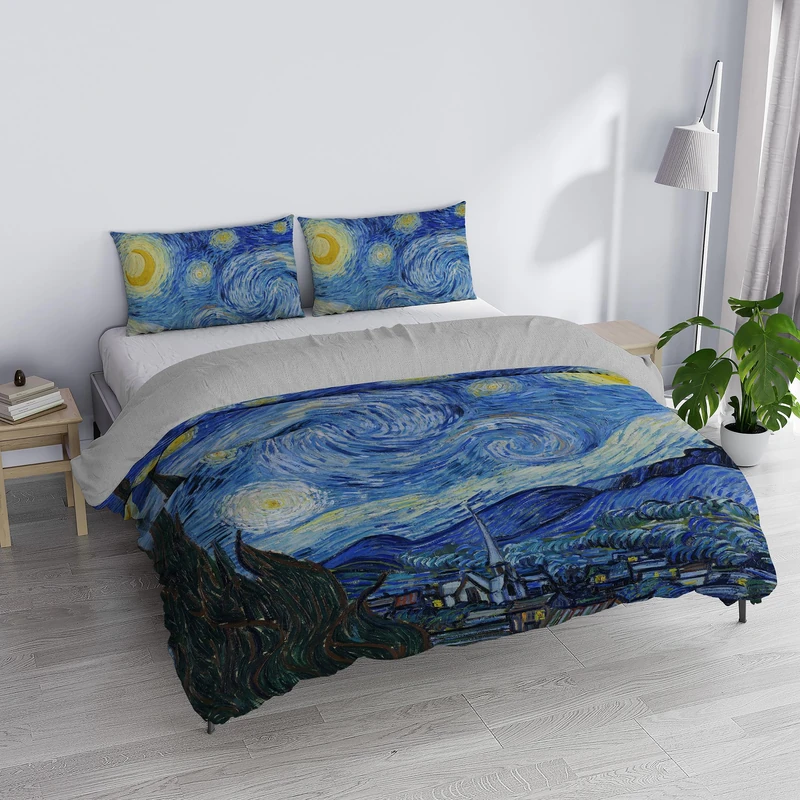 SD09 Double Duvet Cover Set, 100% Cotton, Made in Italy, 250 x 200 cm with Double Flap 50 cm + 2 Pillowcases 50 x 80 cm with Internal Flap, Digital Print