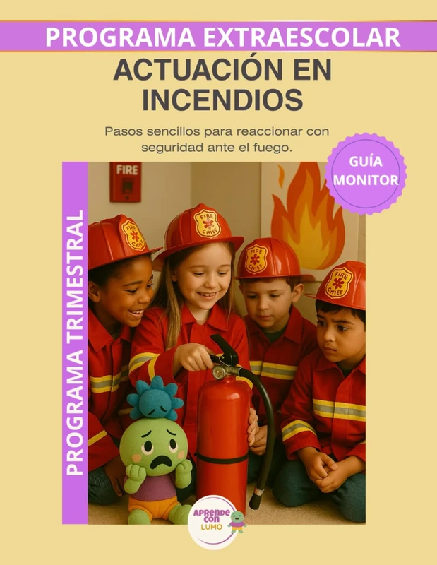 Actuación de incendios – Guía del Monitor Trimestral: Recursos prácticos y orientaciones para desarrollar el programa educativo Aprende con Lumo (Programas Extraescolares Aprende con Lumo) - Image 1