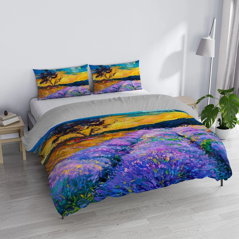 SD12 Double Duvet Cover Set, 100% Cotton, Made in Italy, 250 x 200 cm with Double Flap 50 cm + 2 Pillowcases 50 x 80 cm with Internal Flap, Digital Print - Image 1