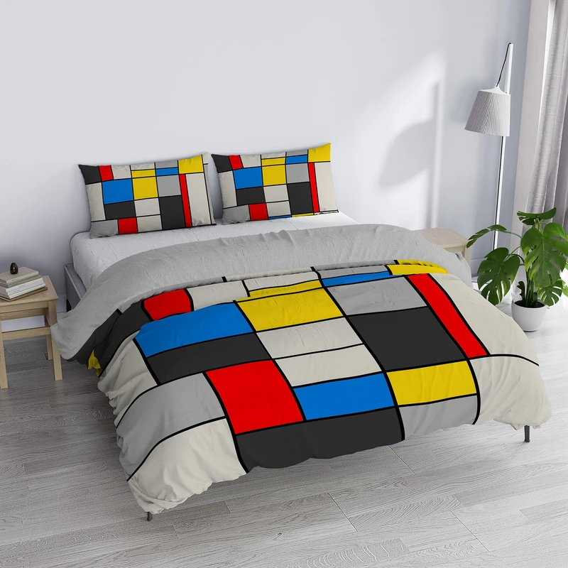 SD67 Double Duvet Cover Set, 100% Cotton, Made in Italy, 250 x 200 cm with Double Flap 50 cm + 2 Pillowcases 50 x 80 cm with Internal Flap, Digital Print - Image 1