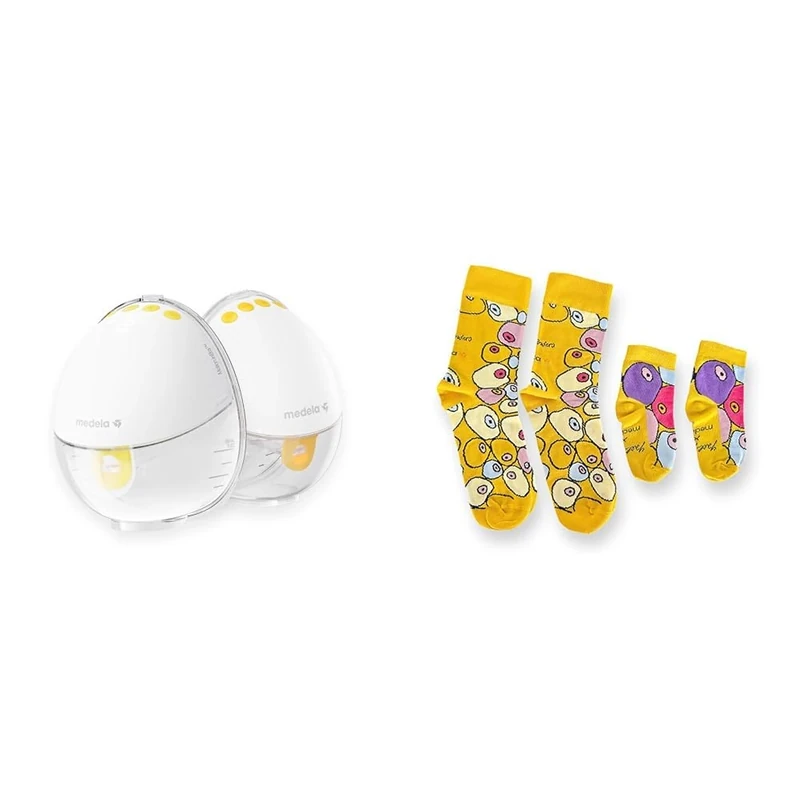 Bundle of Medela Motion InBra Wearable Electric Breast Pump + Medela Matching Mom-Baby Socks