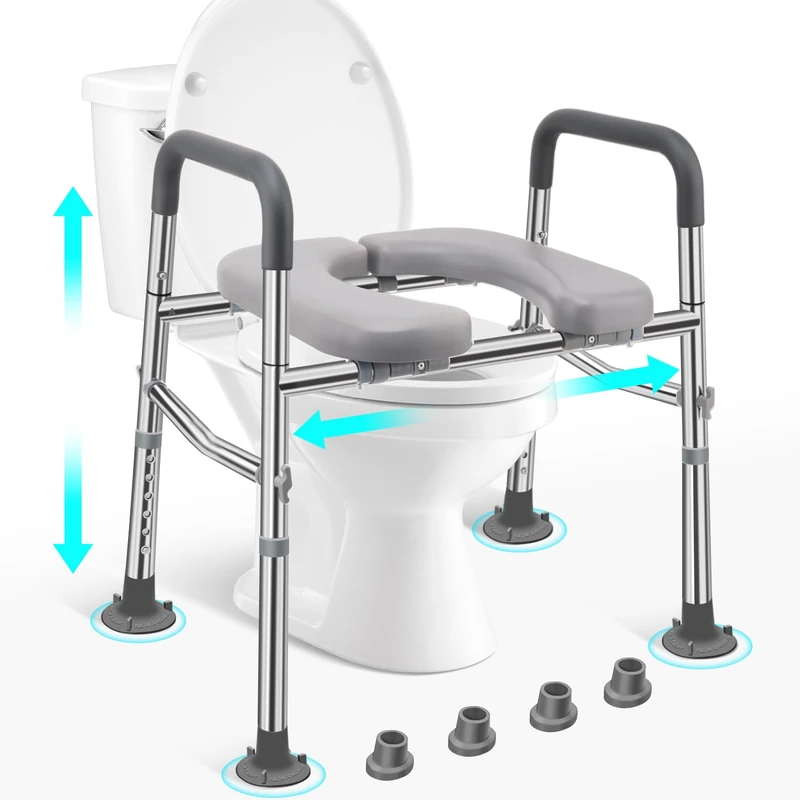 Stainless Steel Raised Toilet Seat with Handles 500lb