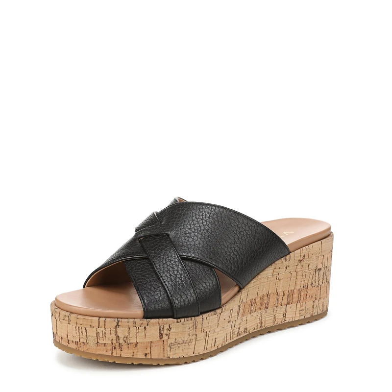 Vionic Women's Dawn Wedge Sandals, Black Leather, Medium Fit, UK 8
