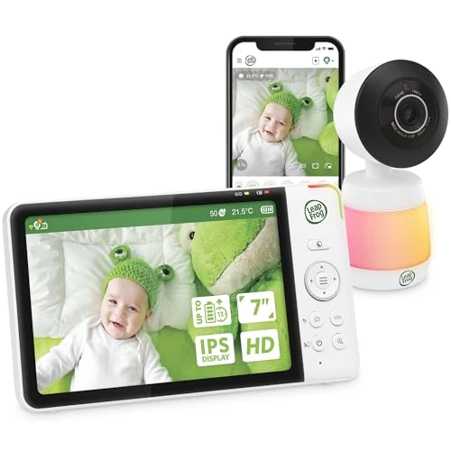 LeapFrog 7" Smart Wi-Fi Baby Monitor with 1080p FHD Video, 720p LCD Screen, Free App with Motion Video, Sound/Motion Detection, Pan-Tilt-Zoom, Colour Night Vision, Colour Night Light | LF3927HD