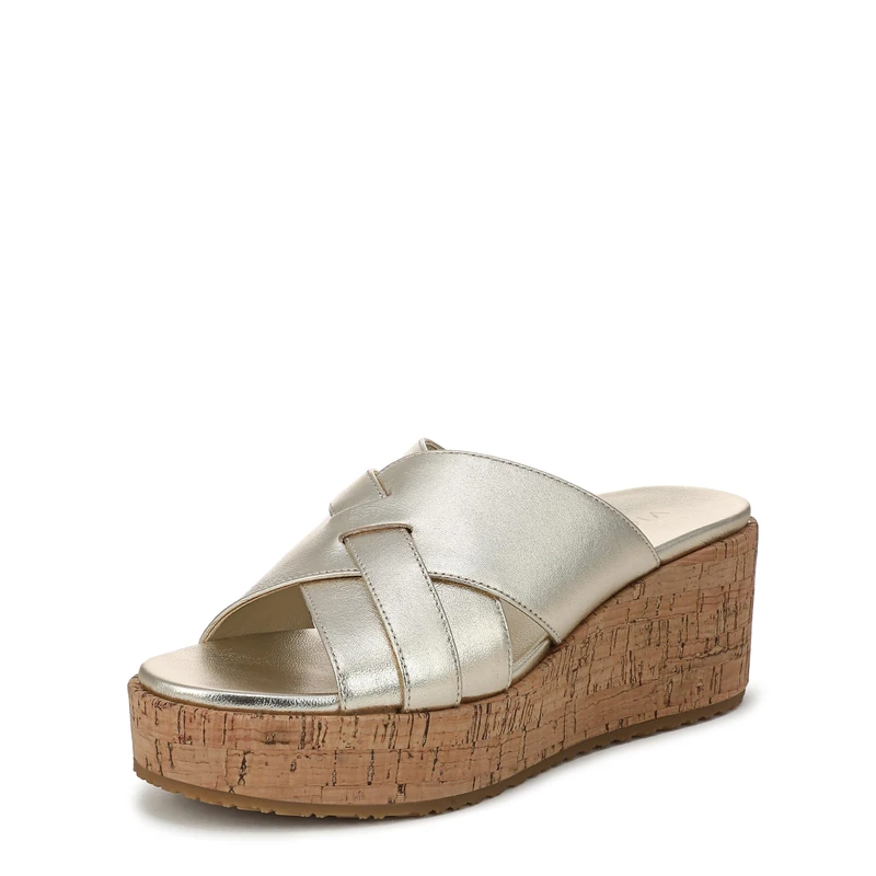Vionic Women's Dawn Wedge Sandals, Gold Leather, Medium Fit, UK 4.5