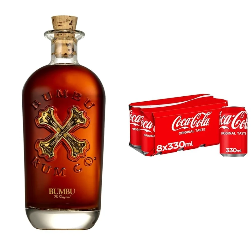 Bumbu Original Rum 70cl + Coca-Cola Original Taste 8 x 330ml, Rum & Coke Mixer Pack