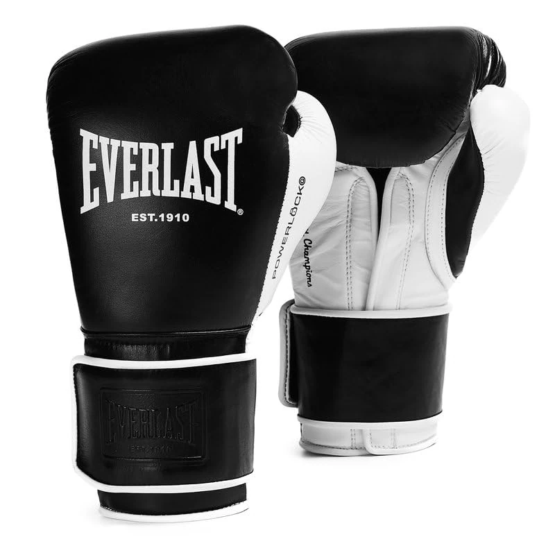 Everlast Powerlock OG Pro Fight 14oz Black/White Gloves for Bags & Competition, Advanced Foam, Ergonomic Grip, Hook & Loop - Authentic Everlast