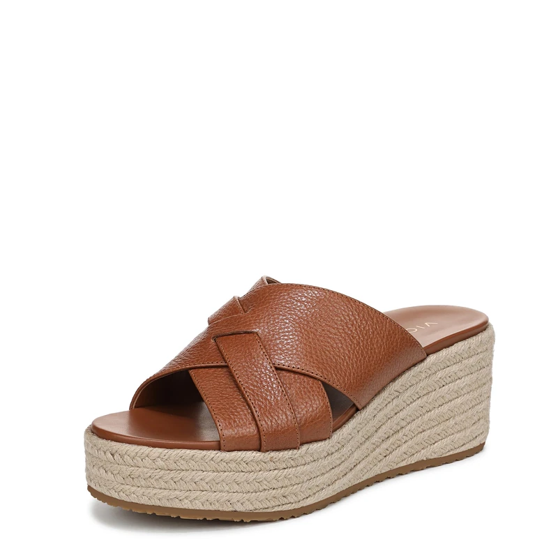 Vionic Women's Dawn Wedge Sandals, Tan Leather, Medium Fit, UK 6.5