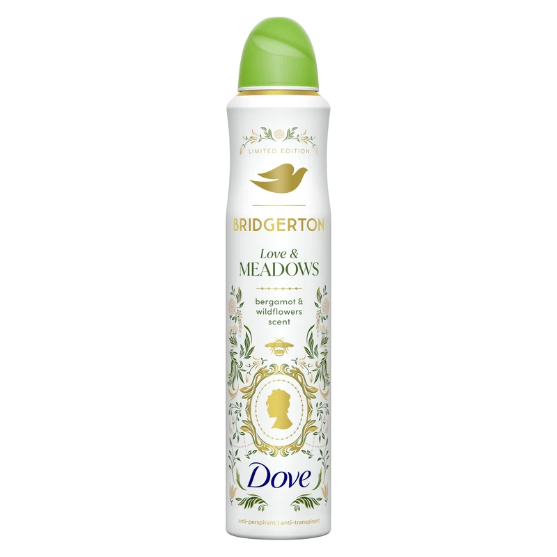 Dove Limited Edition Bridgerton Love & Meadows Anti-Perspirant Aerosol women's deodorant spray with a bergamot & wildflowers scent for 72-hour sweat and odour protection 6x 200 ml