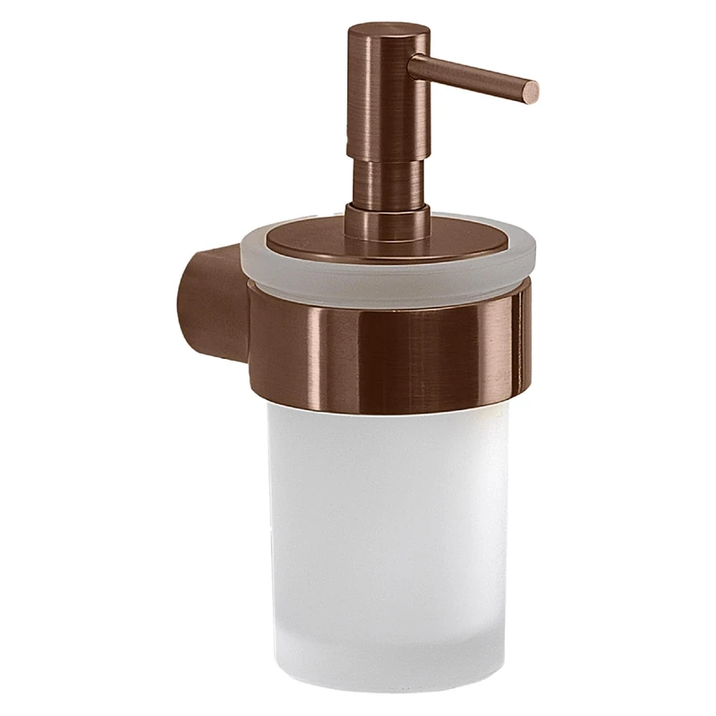 Gedy PIRENEI Bathroom Soap Dispenser Wall, Rose Gold, PVD Treatment, Brass, Glass and Plastic, Capacity 140 ml, 6.9 x 10.5 x 15.1 cm - Image 1
