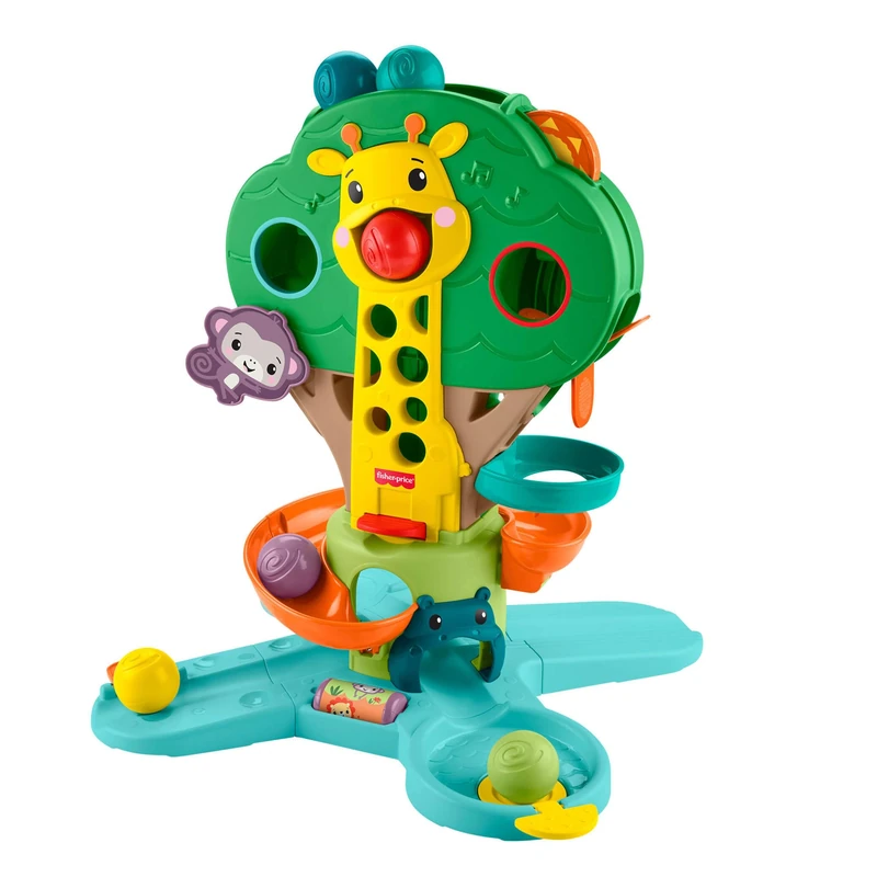 Fisher-Price Baby Toy Sit-To-Stand Jungle Tree, Musical Ball Drop Play Center & 6 Balls, Infant to Toddler Play Ages 6+ Months, JPL82