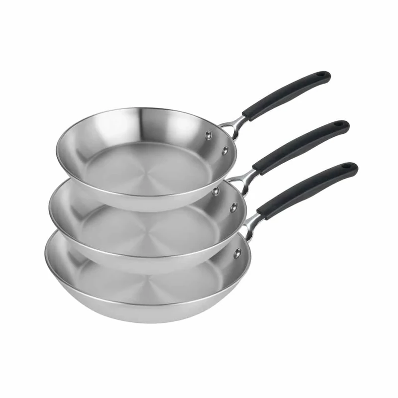 Prestige Made to Last Uncoated Stainless Steel Frying Pan Set 21cm, 25cm, 29cm – Non-Toxic, Induction Compatible, Dishwasher & Oven Safe