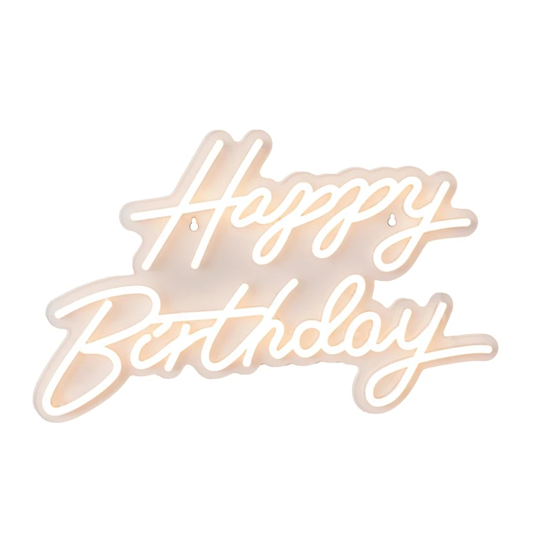 Relaxdays LED Happy Birthday Sign, Acrylic Hanging Decoration, USB, Warm White, 28 x 40 cm - Image 1