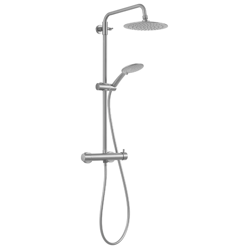 Gedy Star Plus 04 Brushed Shower Column with Single-Lever Tap Set 3 Positions Shower Head Hose 150 cm Extendable 92-146 cm