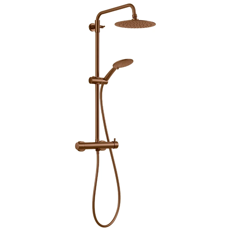 Gedy Star Plus 05 Rose Gold Shower Column with Single-Lever Tap Set 3 Positions Shower Head Hose 150 cm Extendable 92-146 cm