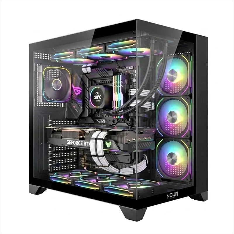 Noua Vision ZK300 | ATX Mid Tower Gaming PC Case | PWM ARGB Fan | Dual Chamber Structure | Liquid Cooling Support 360 mm | Back-Connect MB Compatible | Black