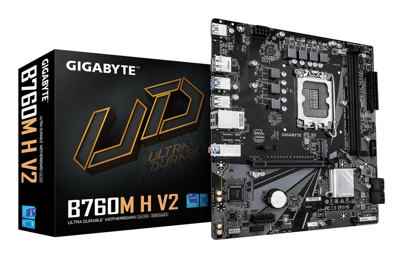 GIGABYTE B760M H V2 Motherboard - Supports Intel Core 14th Gen CPUs, 5+1+1 Phases Digital VRM, up to 8000MHz DDR5 (O.C.), 1xPCIe 4.0 M.2, 1GbE LAN, USB 3.2 Gen1 - Image 1