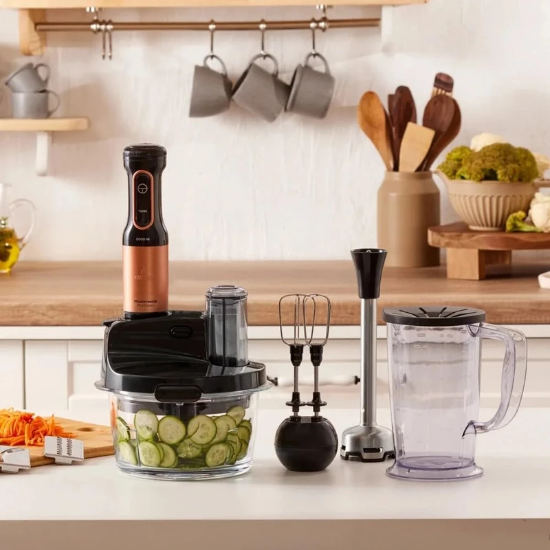 Karaca Mastermaid ProSteel Glass Food Processor 2500W – High‑Power Kitchen Robot, 1.5L Glass Bowl, Black Copper - Image 1