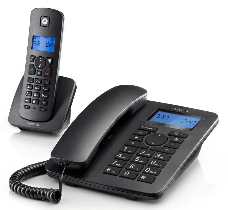 Motorola C4201 Corded & Cordless Home Phone Combo, Landline House Phone, Home Office Phone