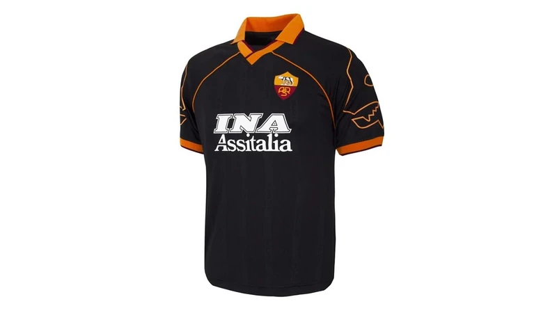 AS Roma AS Roma 1999-00 Third Retro Football Shirt Unisex Adult T-Shirt (Pack of 1), Black, L/XL