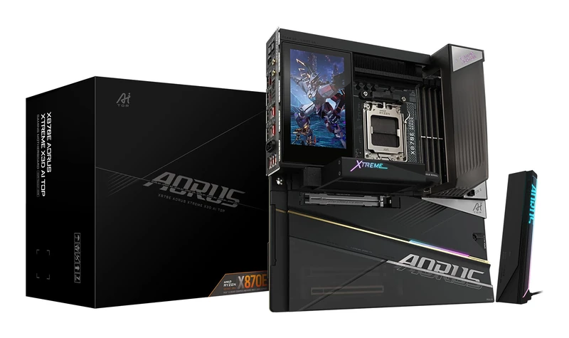 GIGABYTE X870E AORUS XTREME X3D AI TOP Motherboard - Supports AMD Ryzen 9000 Series CPUs, 24+2+2 phases VRM, up to 9000MHz DDR5 (OC), 2xPCIe 5.0 M.2 + 3xPCIe 4.0 M.2, WI-FI 7, 10GbE LAN, USB 4