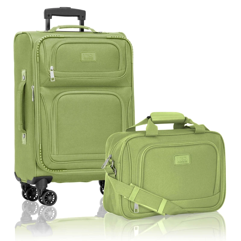 U.S. Traveler Rio Lightweight Softside Rolling Carry-on Suitcase, Light Green, 4-Wheel Set, U.s. Traveler Rio Lightweight Softside Rolling Carry-on Suitcase