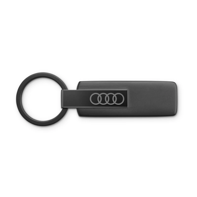 Audi 3182501810 Stainless Steel Key Ring with Audi Rings Emblem, Black
