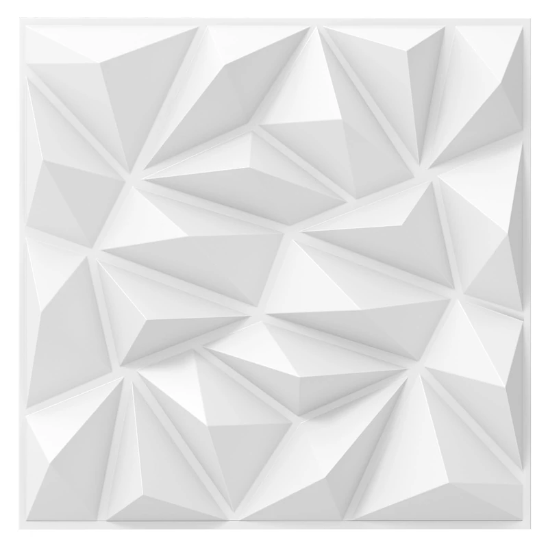 FANTASK Pack of 40 3D Wall Panels, 50 x 50 cm, Diamond PVC Wall Panel, Wall Decoration Panels Indoor, 10 m², Ceiling Panels for Living Room, Bedroom (White)