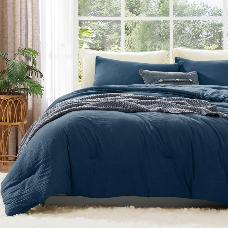 King Size Comforter Set-3 Pieces Soft Serenity Blue Comforter Bedding Set
