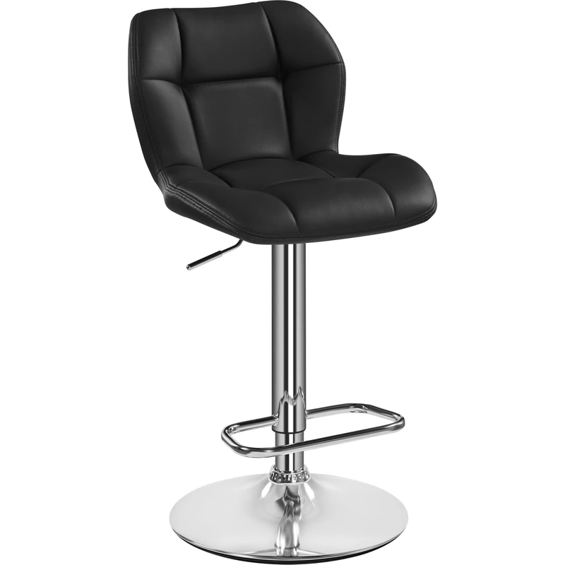 Yaheetech Bar Stool, PU Leather Breakfast Bar Chair, Swivel Height Adjustable Barstool, Counter Stools with Backrest for Home Kitchen, Restaurant, Black