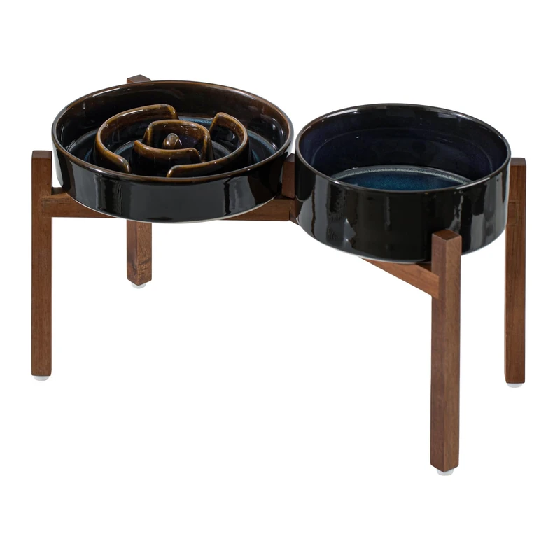 Havniva 1.6 Cup Elevated Slow Feeder Dog Bowls - Ceramic Set