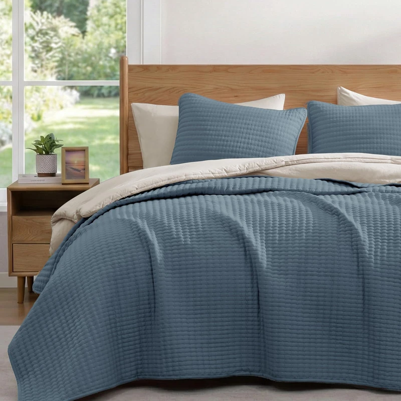 WRENSONGE Twin Quilt-Lightweight Bedspreads Blue Twin Quilt Bedding Set