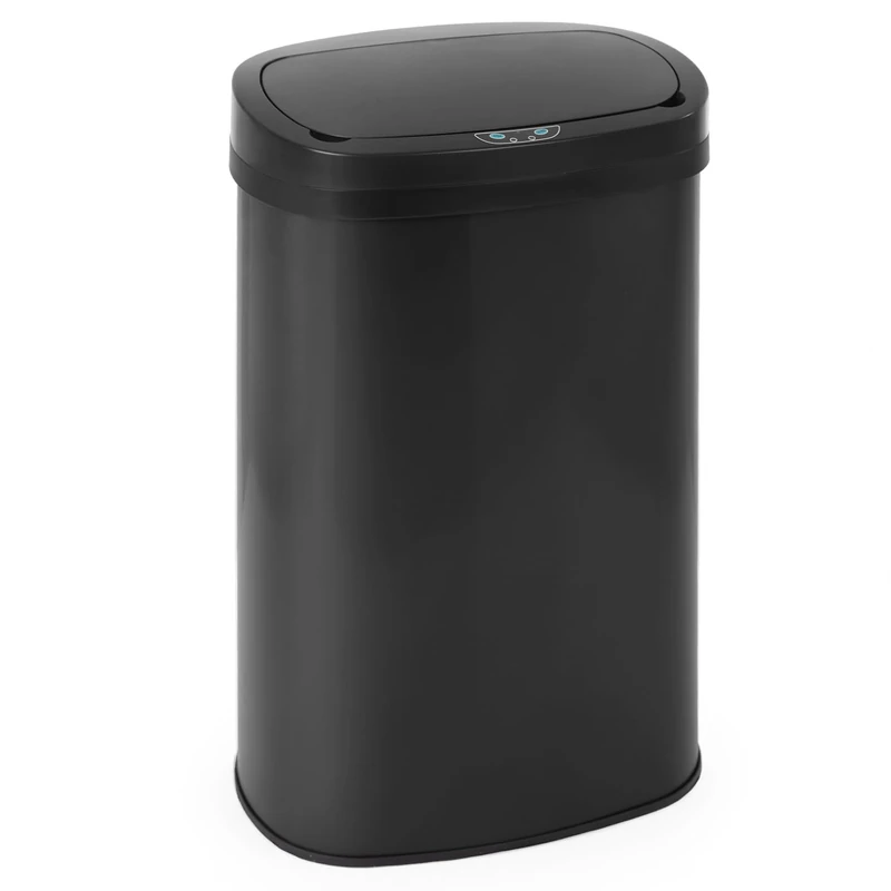 FDW Kitchen Rubbish Bin with Sensor & Lid, Stainless Steel, 50 L, Black