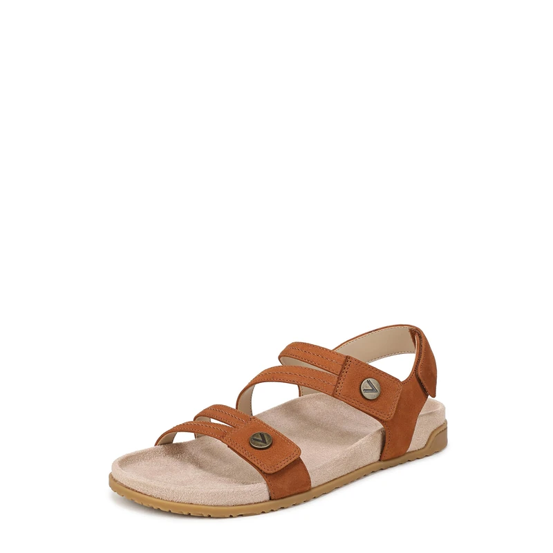 Vionic Women's Essie Flat Sandals, Brandy Orange Nubuck, Wide Fit, UK 8