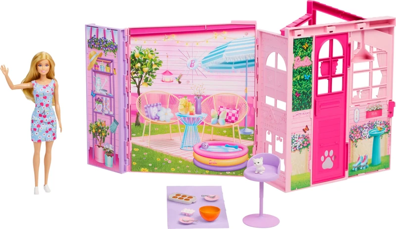 Barbie Weekend Escape House Playset with Doll, 10 Accessories Including Cookies to Bake, Kitten, 4 Play Areas, 2 Bunk Beds & 360-degree Play, JMD28 - Image 1