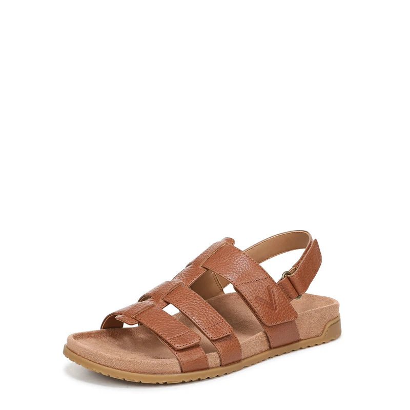 Vionic Women's Eureka Flat Sandals, Tan Leather, Medium Fit, UK 9