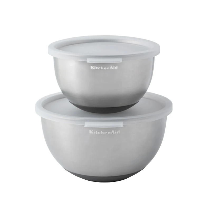 KitchenAid 2pc Stainless Steel Mixing Bowls Set with Lids