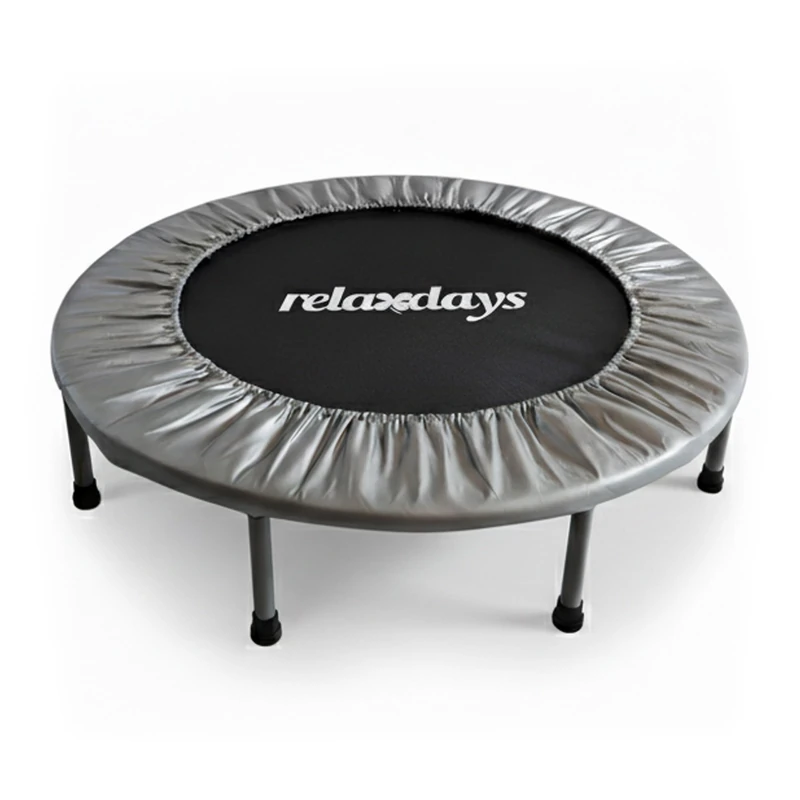 Relaxdays Indoor Mini Trampoline, Folding, 95 cm Diameter, Max 100 kg, Sports & Gymnastics, Grey