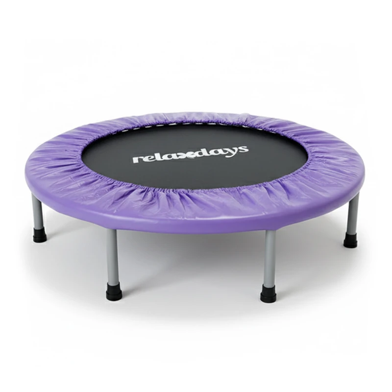 Relaxdays Indoor Mini Trampoline, Foldable, 95 cm Diameter, Up to 100 kg, Sports & Gymnastics, Purple