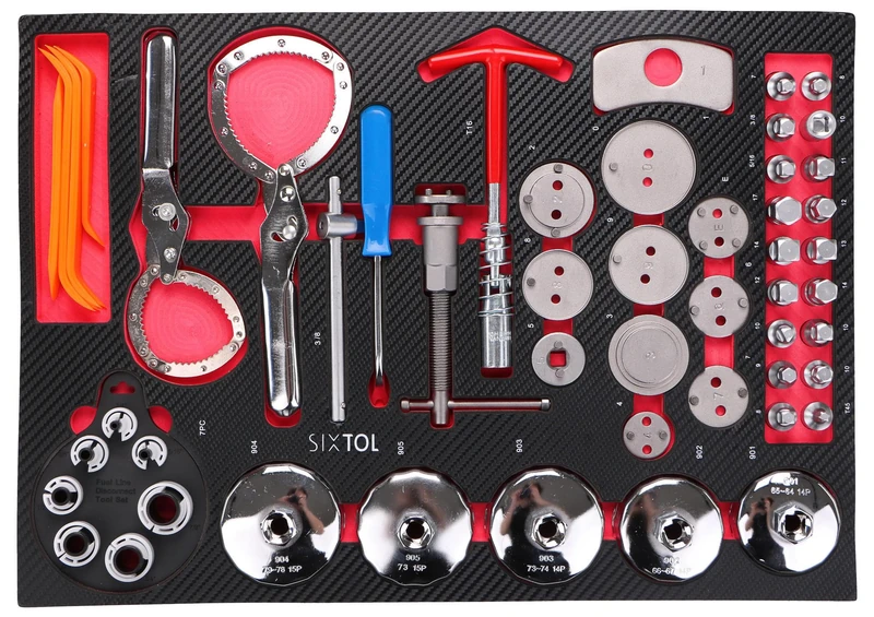 SIXTOL MECHANIC TOOL TRAY 10 | Automotive Service Tool Set 52pcs | Brake & Oil Filter Tools | EVA Module