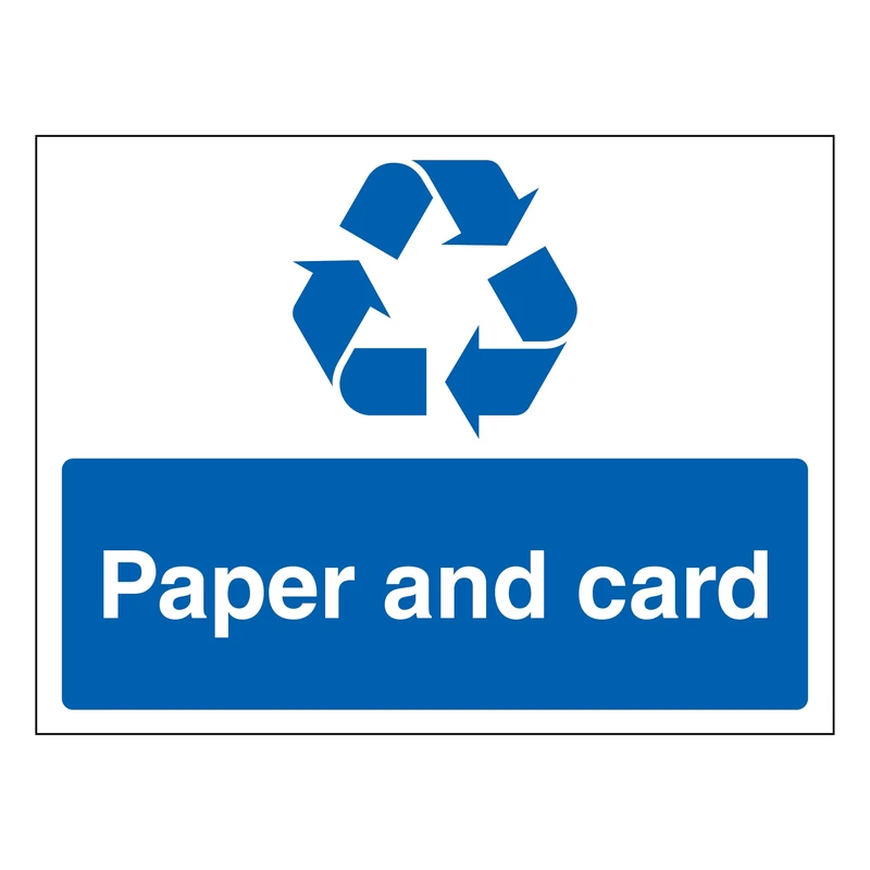 Paper and Card - Recycling Symbol - Landscape 600 x 450 mm - Glow In The Dark Self Adhesive Vinyl