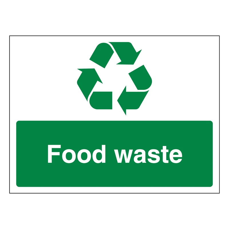 Food Waste - Recycling Symbol - Landscape 600 x 450 mm - Glow In The Dark Self Adhesive Vinyl