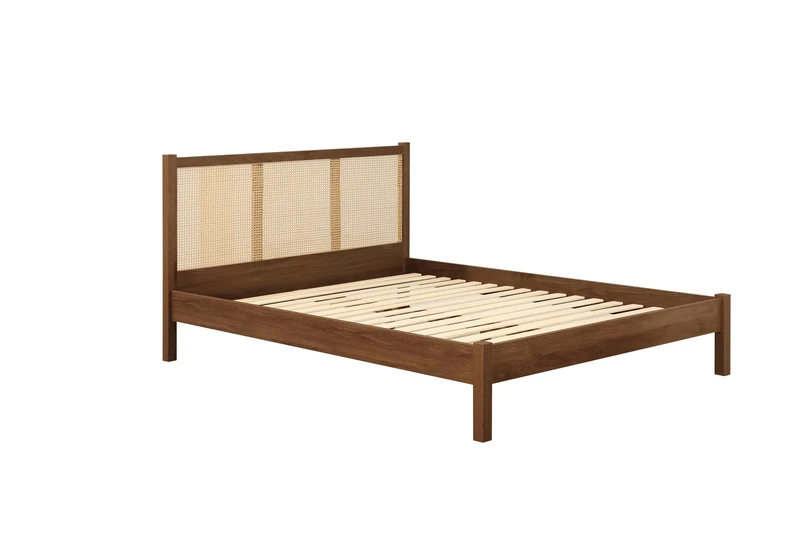 Birlea Croxley Double Rattan Bed Walnut