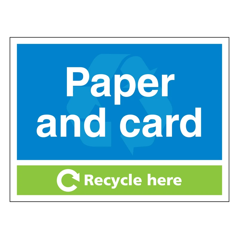 Paper and Card - Recycle Here - Landscape 600 x 450 mm - Glow In The Dark Self Adhesive Vinyl