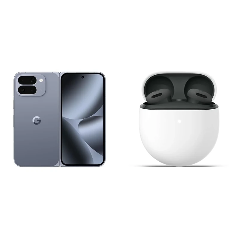 Google Pixel 10 Pro Fold - Unlocked Android Smartphone with Gemini - Advanced Triple Rear Camera System - 24+ Hour Battery – Foldable Display - Hands-Free Video - Moonstone, 256GB + Buds 2a