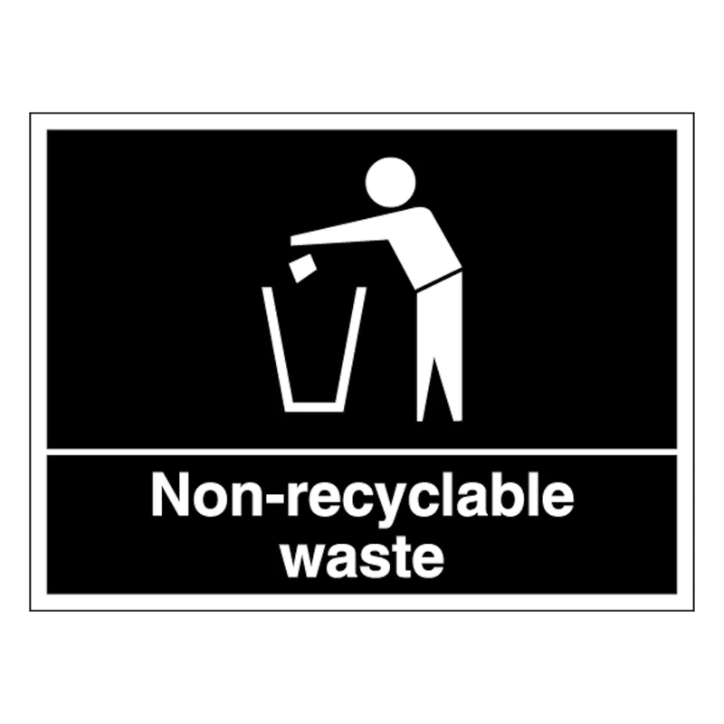 Non-Recyclable Waste - Landscape 600 x 450 mm - Glow In The Dark Self Adhesive Vinyl